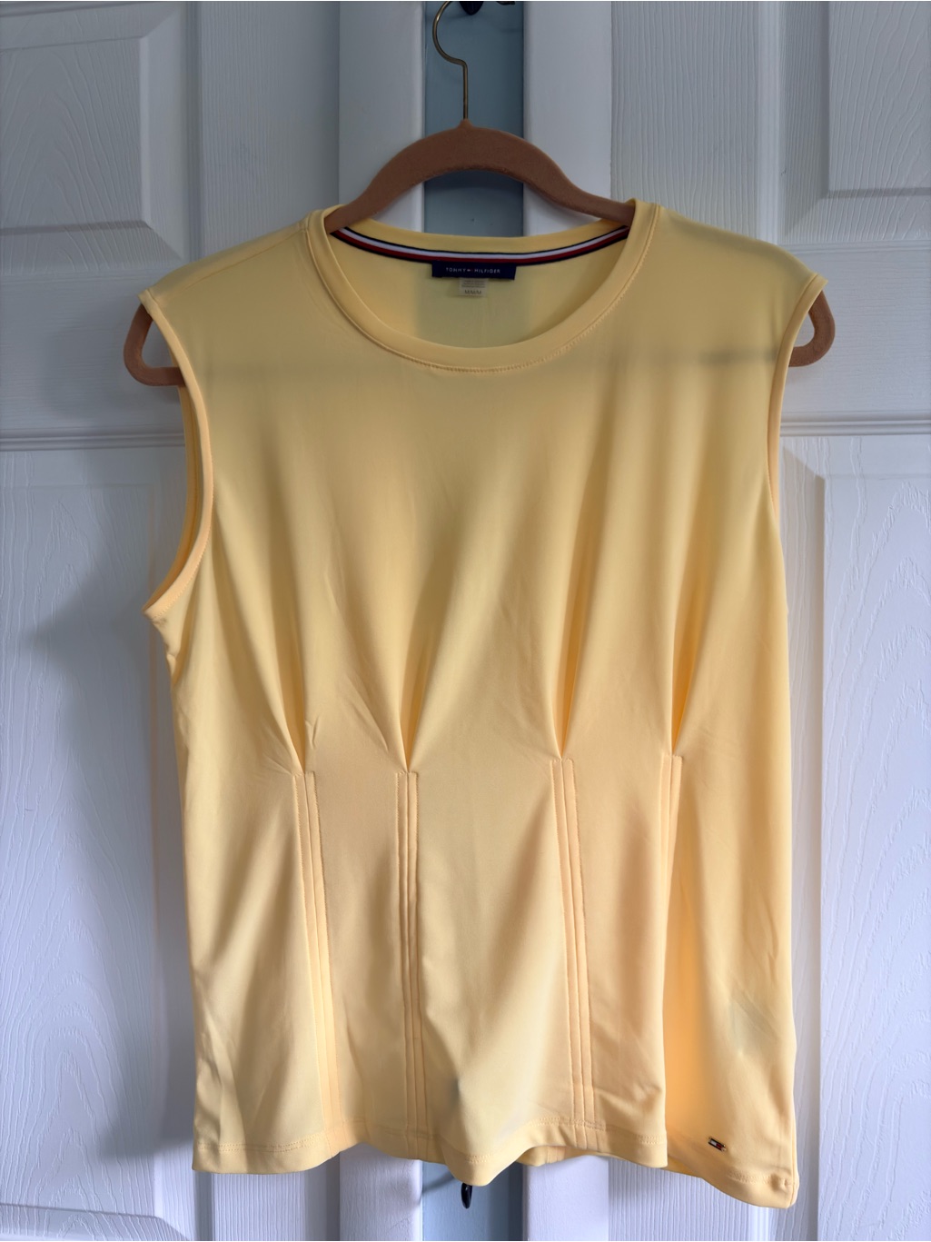 Tommy Hilfiger Yellow Sleeveless Pleated Jersey Top